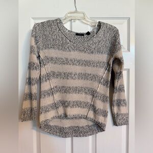 RDI Women’s Gray and Cream Striped Knit Sweater XS Oversized